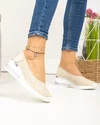 Pantofi dama piele naturala bej perforati cu inchidere slip-on AW402 6