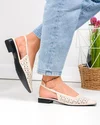 Pantofi dama piele naturala bej perforati cu toc mic SN4010 3