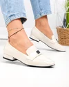 Pantofi dama piele naturala lacuita bej cu toc gros TN6501 3