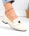 Pantofi dama piele naturala lacuita bej cu toc gros TN6501 1