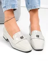 Pantofi dama piele naturala lacuita gri deschis cu toc gros TN6501 3