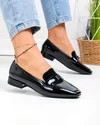 Pantofi dama piele naturala lacuita negri cu inchidere slip-on si toc mic TN6501 2