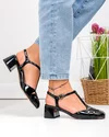 Pantofi dama piele naturala lacuita negri cu model decupat si inchidere catarama TN6508 3
