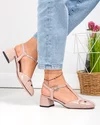 Pantofi dama piele naturala lacuita roz inchis cu toc gros si inchidere catarama TN6508 3