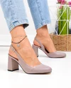 Pantofi dama piele naturala lila inchis cu inchidere catarama si toc gros XT24061 2