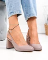 Pantofi dama piele naturala lila inchis cu inchidere catarama si toc gros XT24061 3