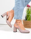 Pantofi dama piele naturala lila inchis cu inchidere catarama si toc gros XT24061 1