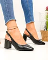 Pantofi dama piele naturala negri cu model perforat si toc gros SN4001 5