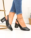 Pantofi dama piele naturala negri cu model perforat si toc gros SN4001 3