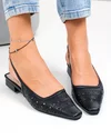 Pantofi dama piele naturala negri cu model perforat SN4010 1