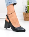Pantofi dama piele naturala negri cu toc gros si perforatii exterioare XT24061 4