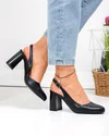Pantofi dama piele naturala negri cu toc gros si perforatii exterioare XT24061 3