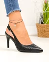 Pantofi dama piele naturala negri cu varf ascutit si toc subtire SN4012 2