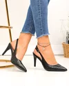 Pantofi dama piele naturala negri cu varf ascutit si toc subtire SN4012 3