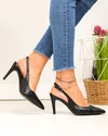 Pantofi dama piele naturala negri cu varf ascutit si toc subtire SN4012 6