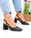 Pantofi dama piele naturala negri perforati cu toc gros TN6509 1