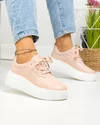 Pantofi dama piele naturala roz cu inchidere sireturi si talpa groasa F002-291 3