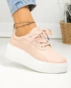 Pantofi dama piele naturala roz cu inchidere sireturi si talpa groasa F002-291 4