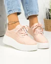 Pantofi dama piele naturala roz cu inchidere sireturi si talpa groasa F002-291 5