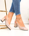 Pantofi dama piele naturala roz cu model perforat si inchidere catarama SN4001 3