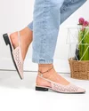 Pantofi dama piele naturala roz cu toc gros si perforatii SN4010 3