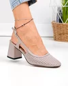 Pantofi dama piele naturala roz inchis cu toc gros si inchidere catarama TN6509 3