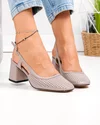 Pantofi dama piele naturala roz inchis cu toc gros si inchidere catarama TN6509 4