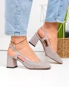 Pantofi dama piele naturala roz inchis cu toc gros si inchidere catarama TN6509 1