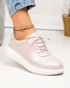 Pantofi dama piele naturala roz sidefat cu inchidere sireturi T-5922 3
