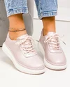 Pantofi dama piele naturala roz sidefat cu inchidere sireturi T-5922 1