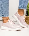 Pantofi dama piele naturala roz sidefat cu inchidere sireturi T-5922 4