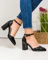 Pantofi eleganti dama piele naturala negri cu  toc gros si inchidere catarama SN4003 4