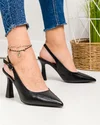 Pantofi eleganti dama piele naturala negri cu toc si varf ascutit SN4005-2 2