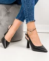 Pantofi eleganti dama piele naturala negri cu toc si varf ascutit SN4005-2 4