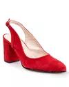 Pantofi eleganti piele naturala intoarsa rosii cu toc gros WIZ38 5