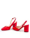 Pantofi eleganti piele naturala rosii cu toc gros WIZ34 7
