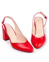 Pantofi eleganti piele naturala rosii cu toc gros WIZ34 6