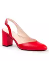 Pantofi eleganti piele naturala rosii cu toc gros WIZ34 5