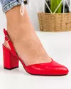 Pantofi eleganti piele naturala rosii cu toc gros WIZ34 4