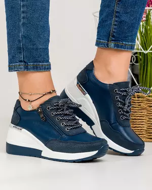 Pantofi Piele Naturala Agnes - Bleumarin