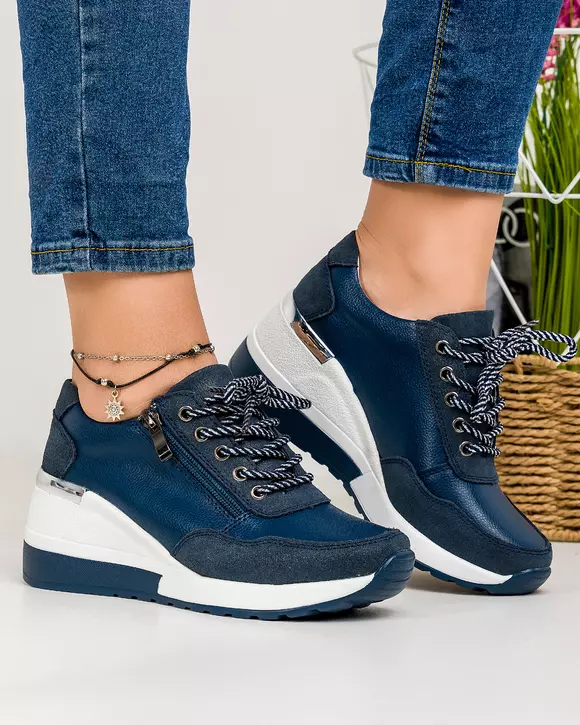 Pantofi Piele Naturala Agnes - Bleumarin