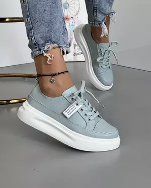 Pantofi Piele Naturala Albastru deschis Ariana