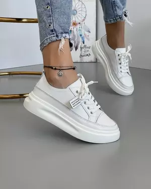 Pantofi Piele Naturala Albi Ariana