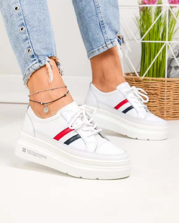 Pantofi Piele Naturala Ava - Albi