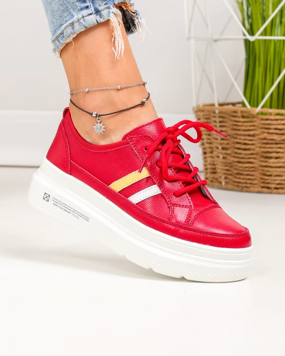 Pantofi Piele Naturala Ava - Rosii