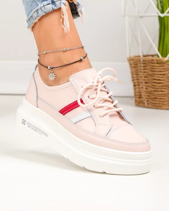 Pantofi Piele Naturala Ava - Roz