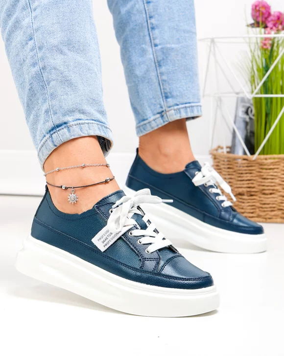 Pantofi piele naturala bleumarin Ariana