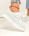 Pantofi Piele Naturala Casual Albi Perforati Cu Siret XH-3200 3