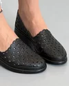 Pantofi Piele Naturala Casual Perforati Negri AKB02