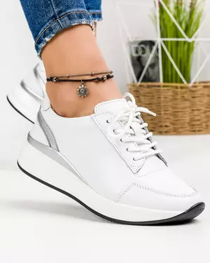 Pantofi Piele Naturala Eden - Albi